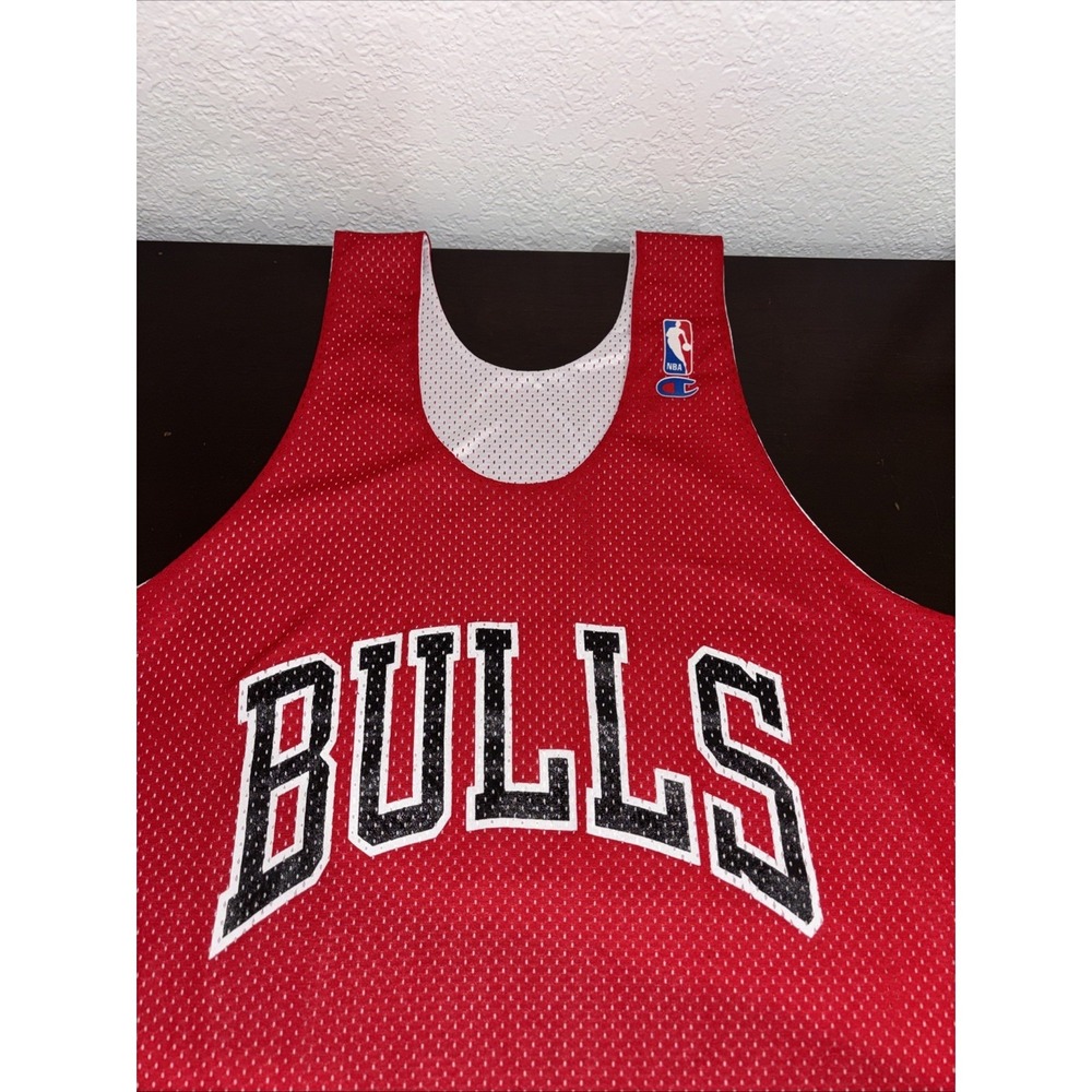 Vintage Champion Chicago‎ Bulls Reversible Practice Jersey USA Made Size L